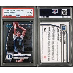 2024 BOWMAN CHROME UNIVERSITY #16 COOPER FLAGG PSA 6 DALLAS MAVERICKS